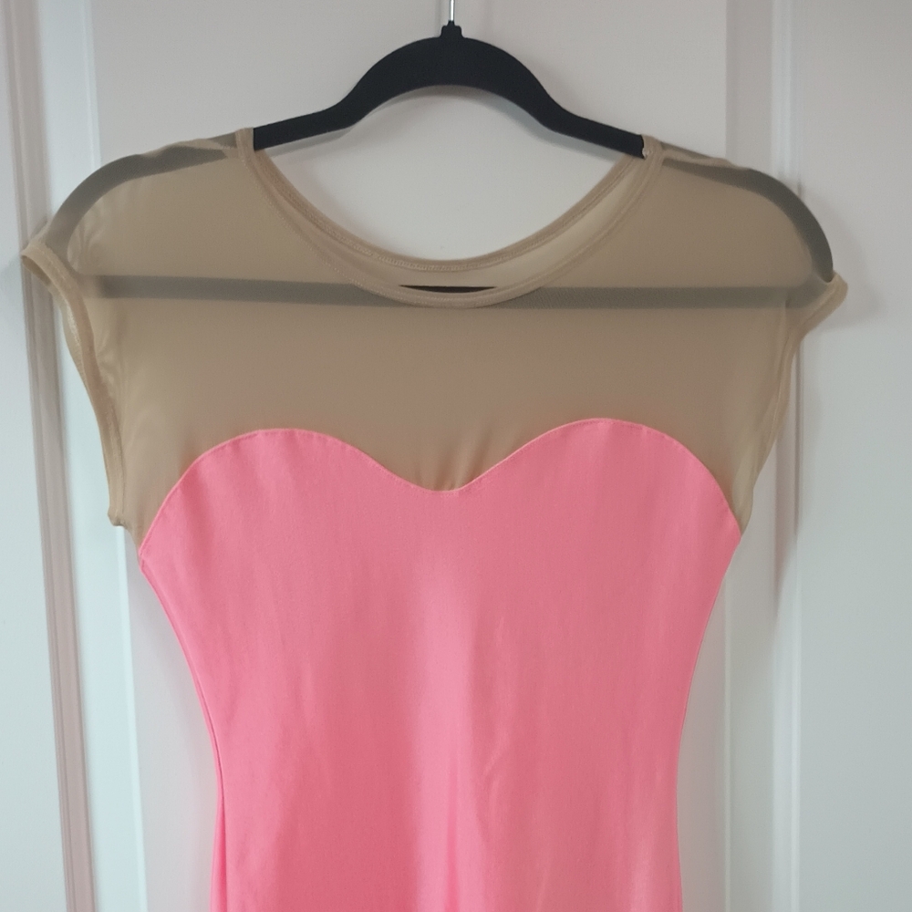 American Apparel Coral and Tan Mini Dress